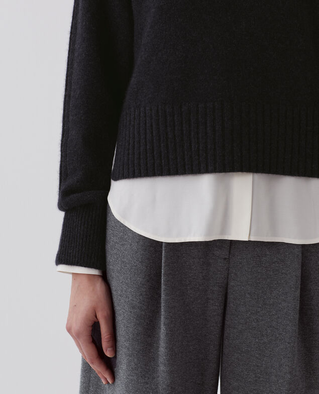 Cashmere V-neck jumper I080 moonless gray