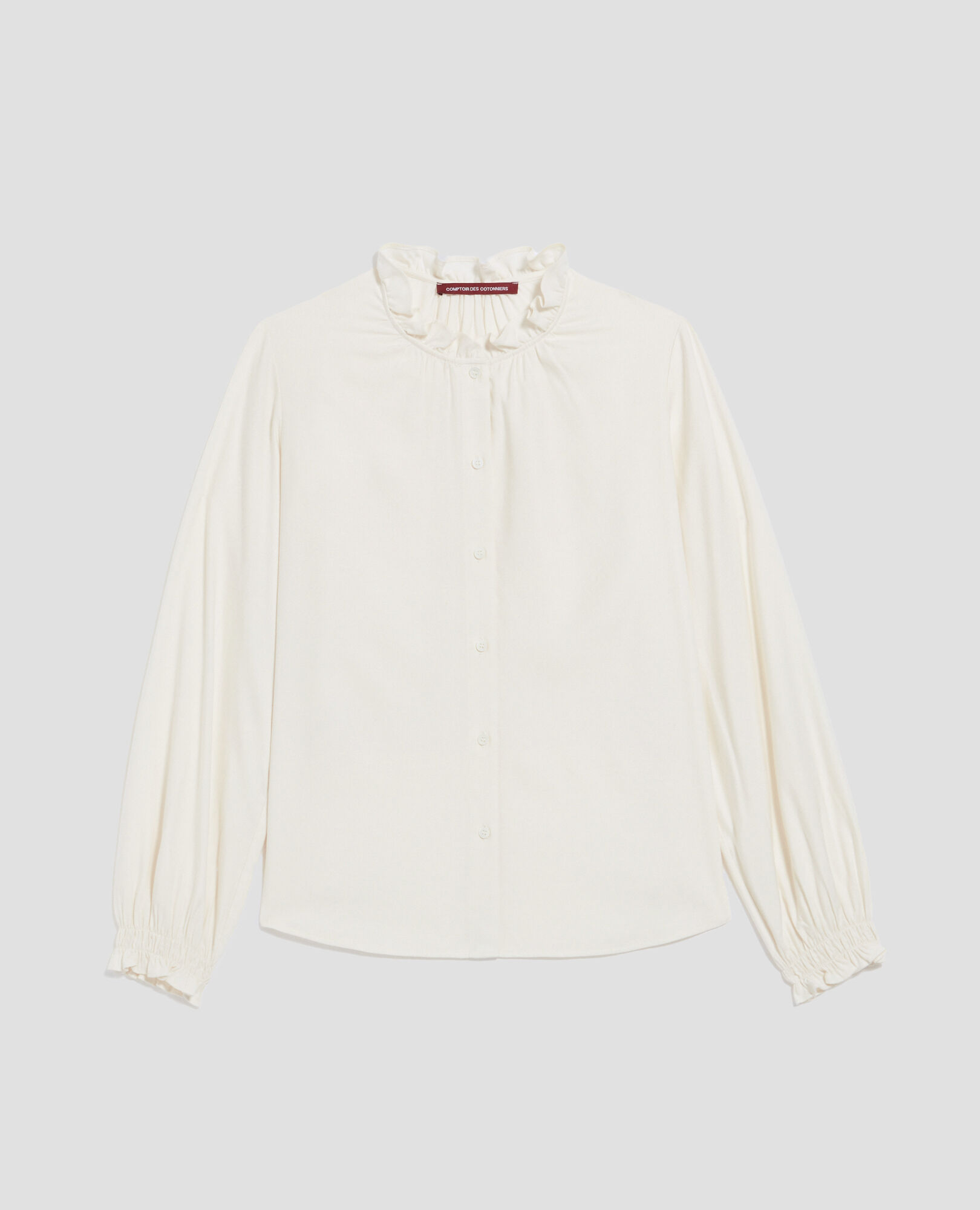 Ruffle neck blouse papyrus creme - Comptoir des Cotonniers