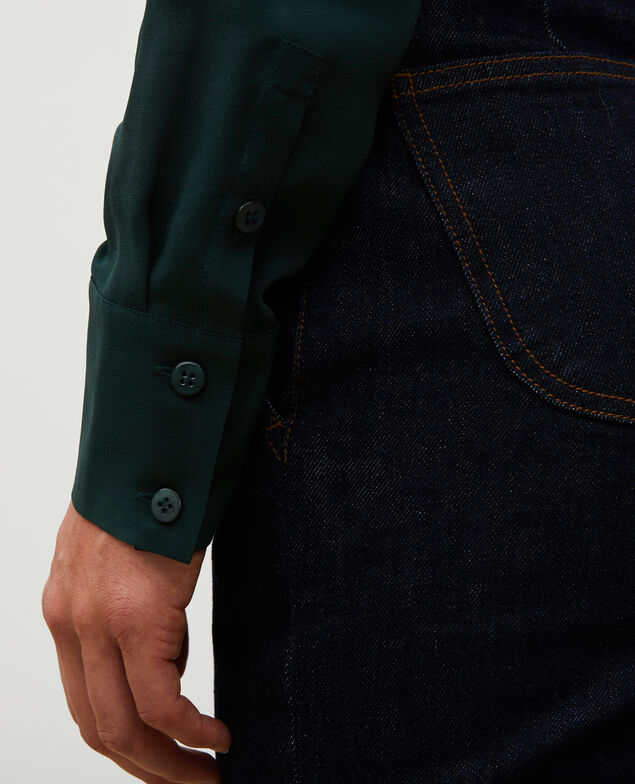 Loose long-sleeve silk shirt Scarab