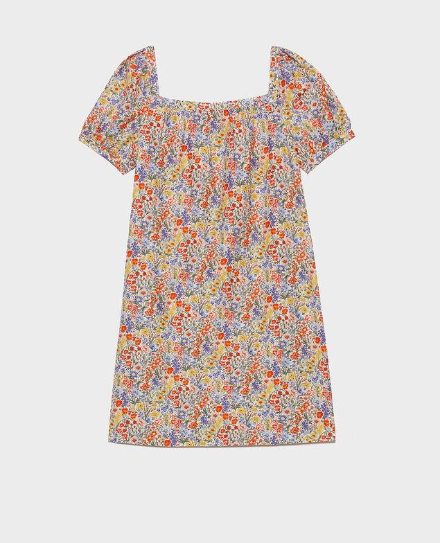 Short cotton and silk dress Prairie gardenia