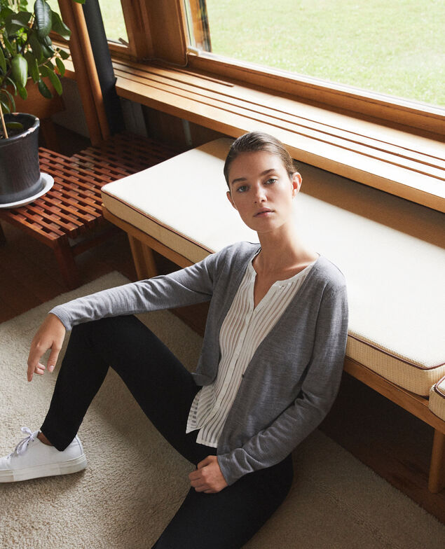 Trompe-l'œil cardigan-blouse Grey