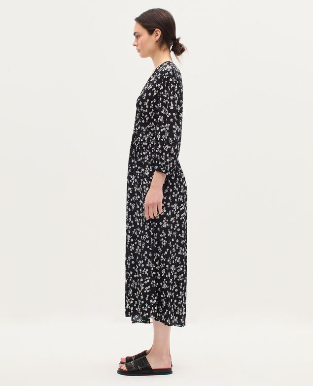 Silky maxi dress K094 daisy black