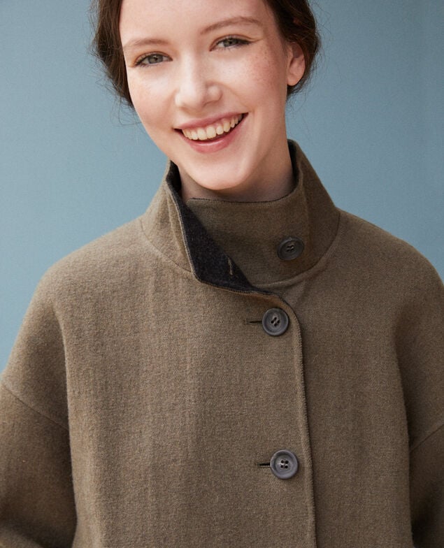 Coat with stand-up collar Olive night