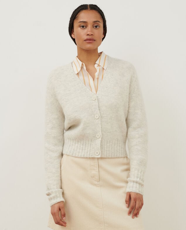 Alpaca blend cardigan A009 white knit