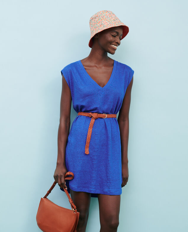 Linen mini dress 66 blue