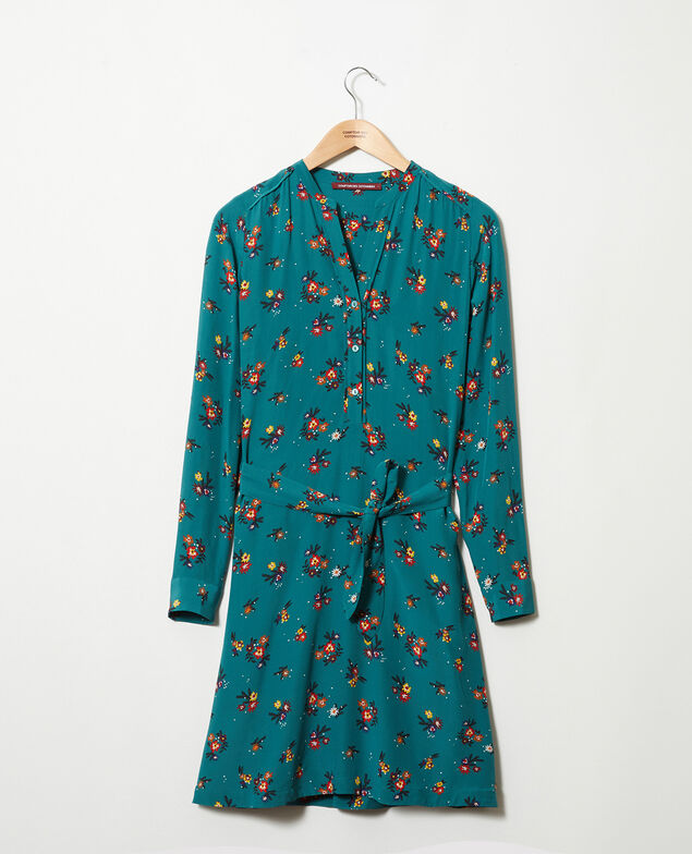 Shirt dress with belt Bouquet mediteranea