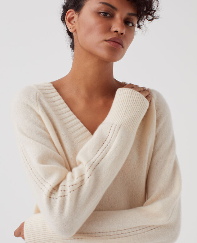 Cashmere V-neck jumper I300 pearled ivory