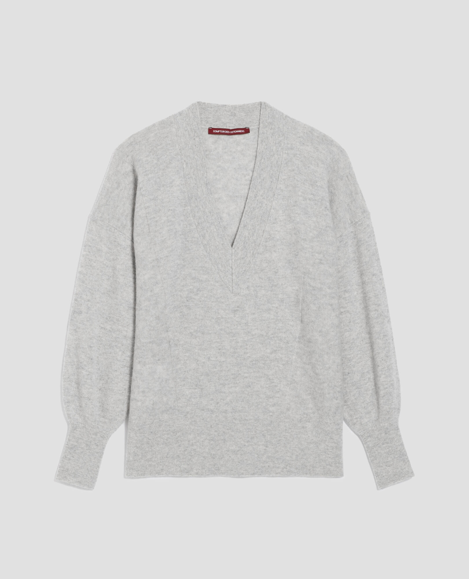 Cashmere V-neck jumper ashen gray - Comptoir des Cotonniers