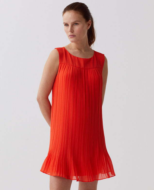 Pleated mini dress I250 cherry tomato