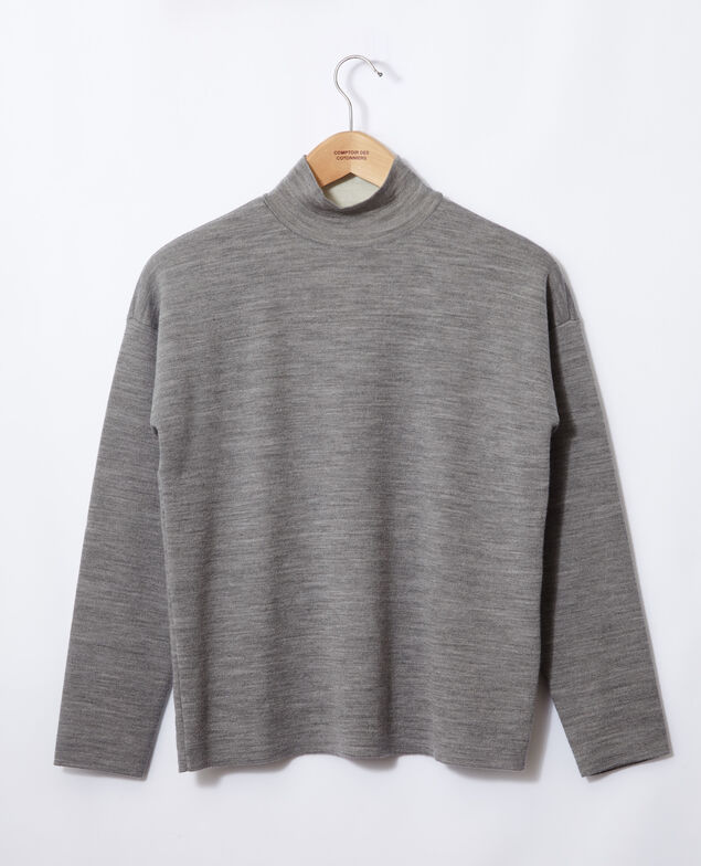 Double-sided merino wool jumper Light heather grey/off white