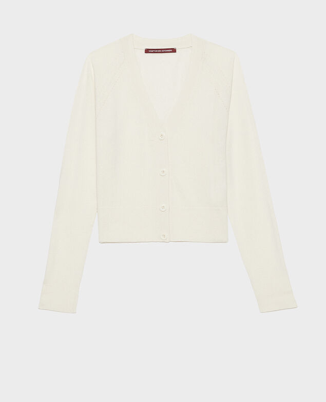 Short silk and cotton cardigan Gardenia