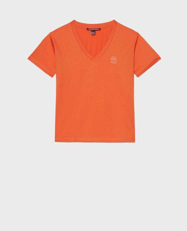 Embroidered cotton t-shirt Harvest pumpkin