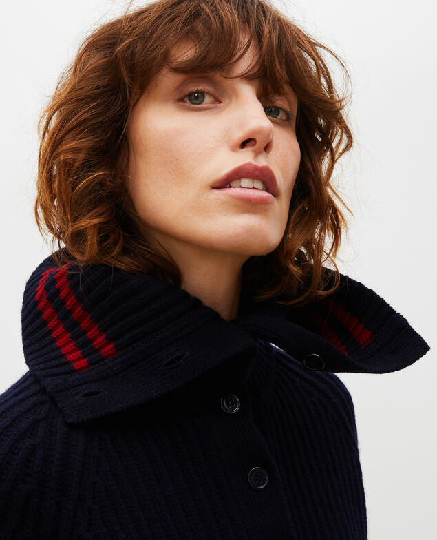 Wool half-neck jumper with a wide collar Night sky
