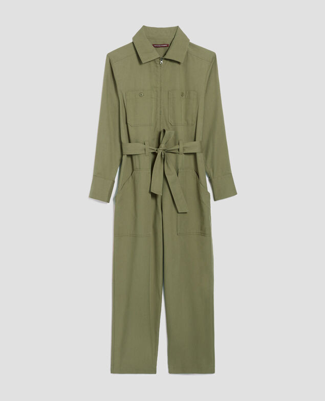 Zip-up cargo jumpsuit I560 covert green