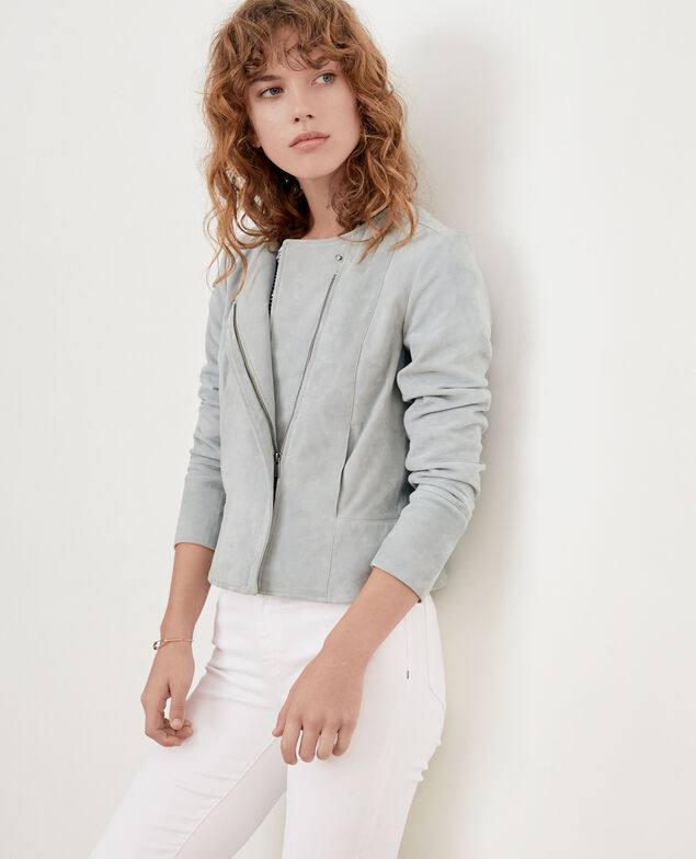 Short suede jacket Silvergreen