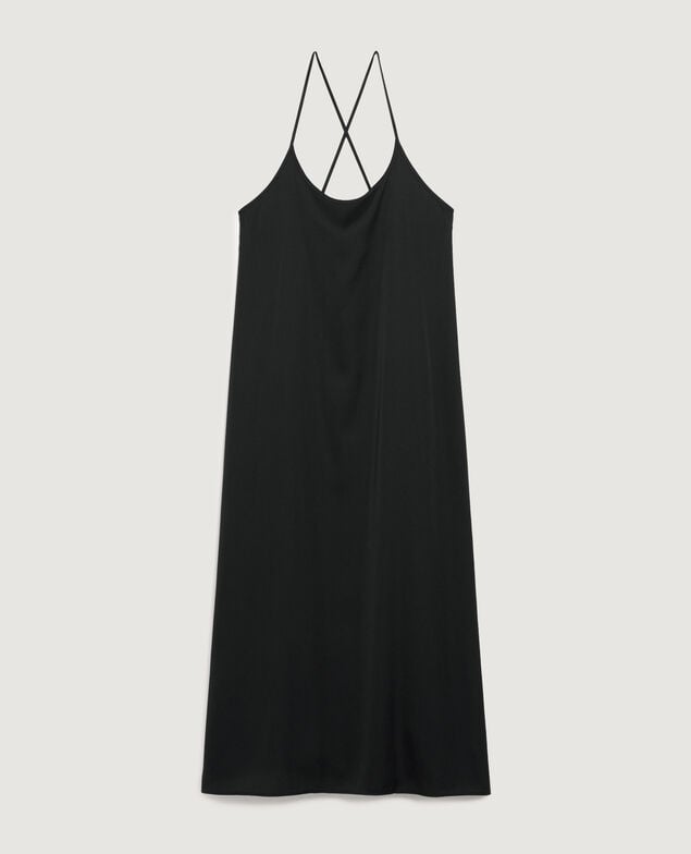Silky maxi slip dress H091 black beauty