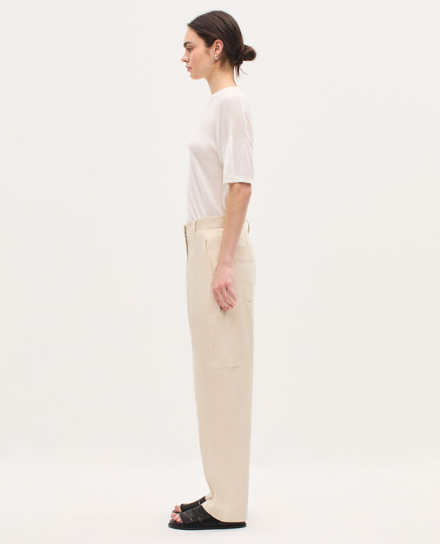 Barrel leg trousers H013 gardenia