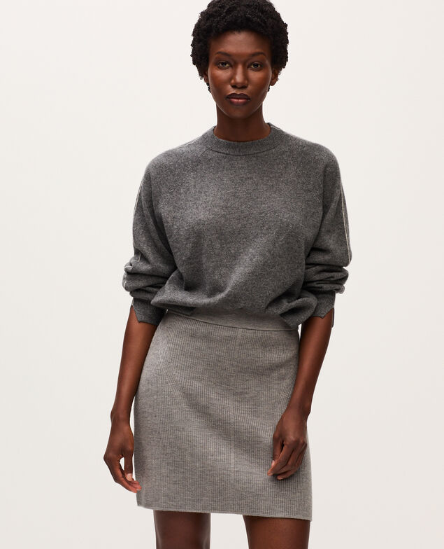Merino wool mini skirt K030 mel light gray