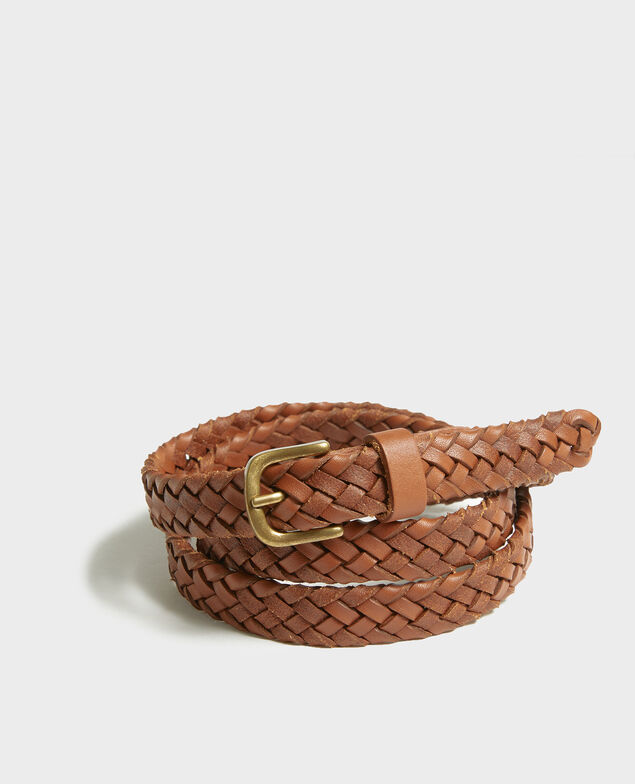 Braided leather belt Camel