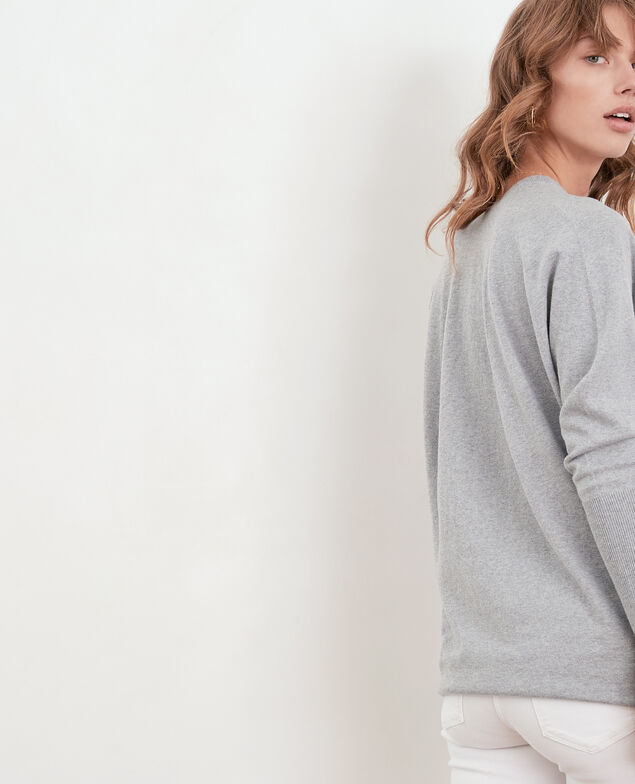 Oversize cotton and cashmere jumper Light grey