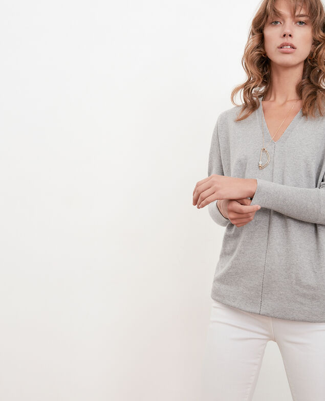 Oversize cotton and cashmere jumper Light grey