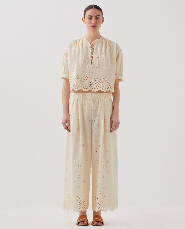 Cotton broderie anglaise blouse I307 ecru