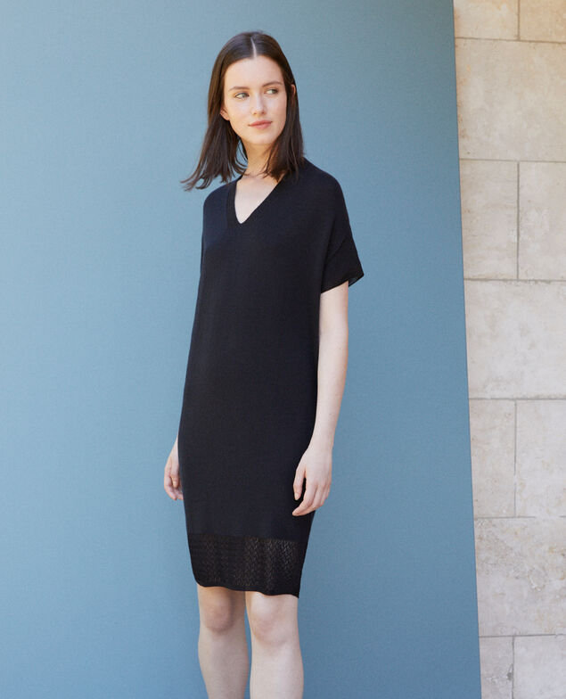 Zero-stitching knitted dress Black