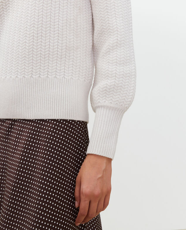 Cable knit round neck wool jumper Jet stream