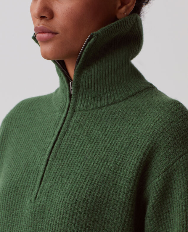 Half-zip wool jumper U550 green
