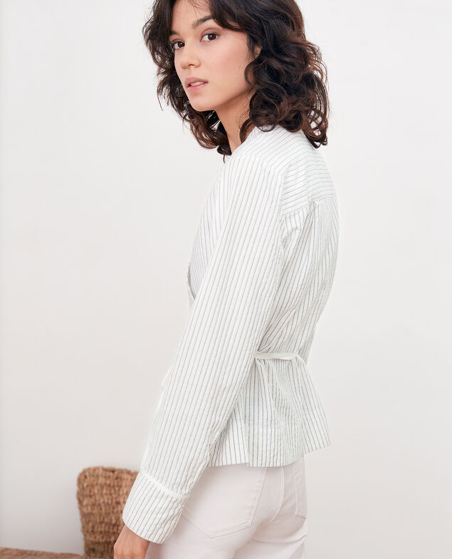 Wrapover blouse Off white/navy stripes