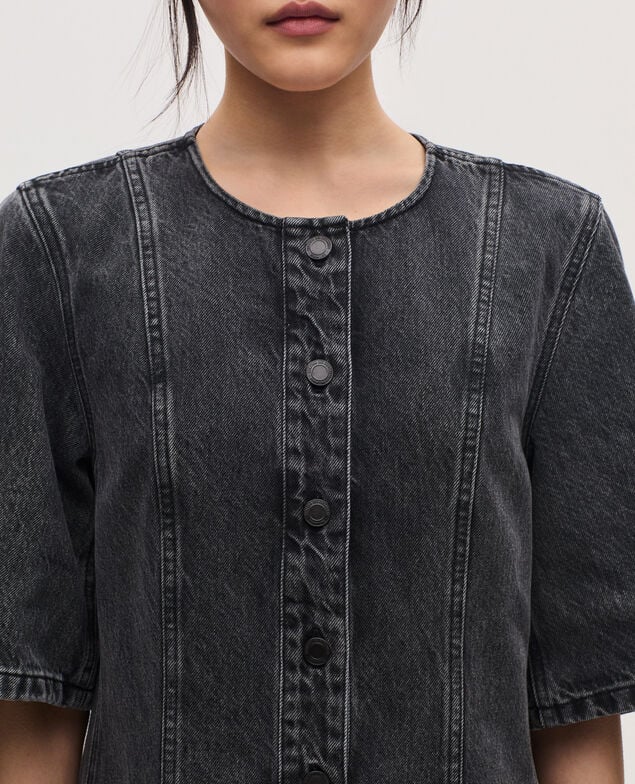 Cotton mini dress K081 dark gray
