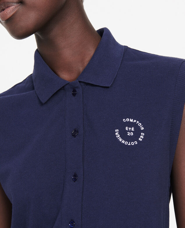 Cotton polo shirt Maritime blue