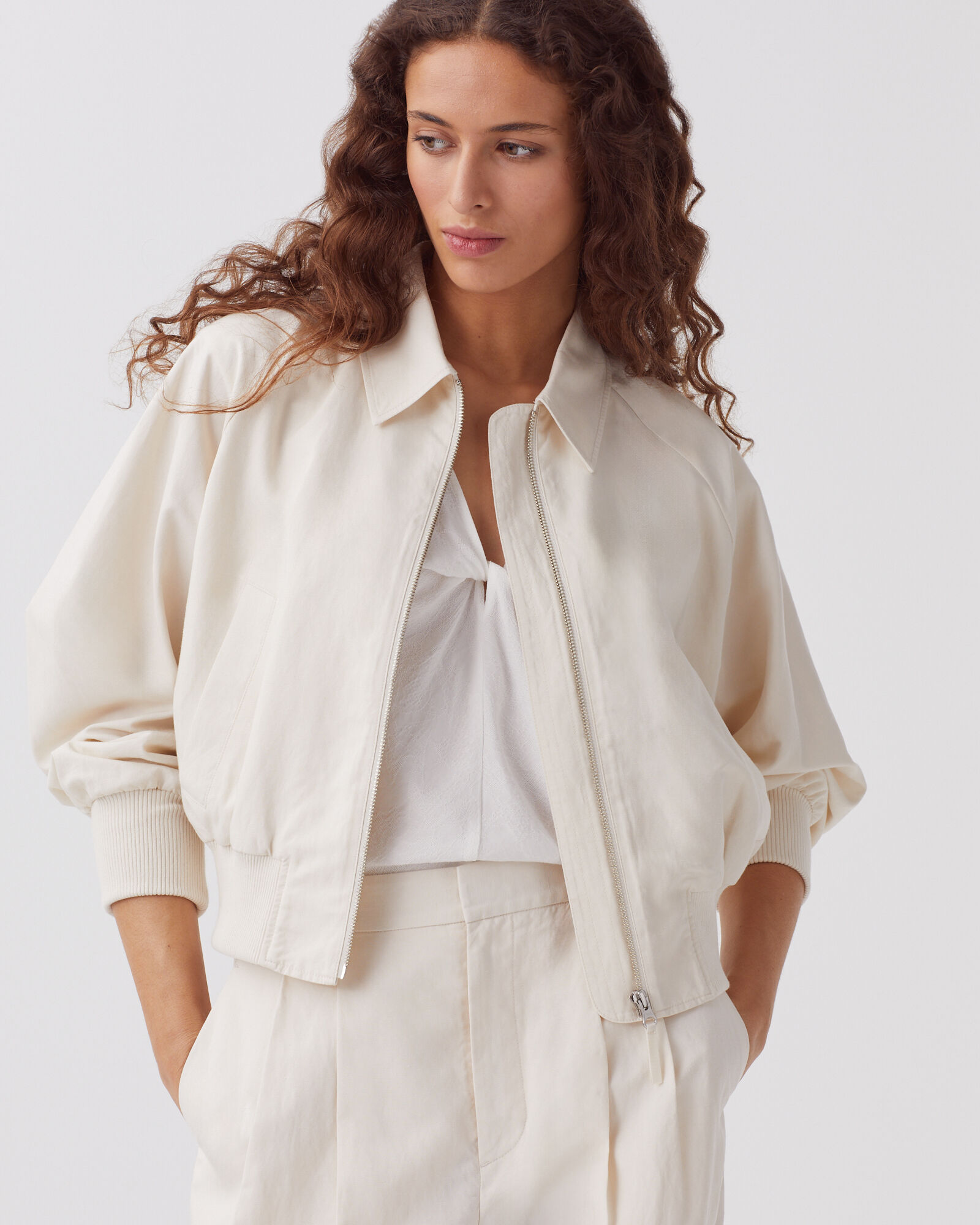 Zip-up jacket beige - Comptoir des Cotonniers