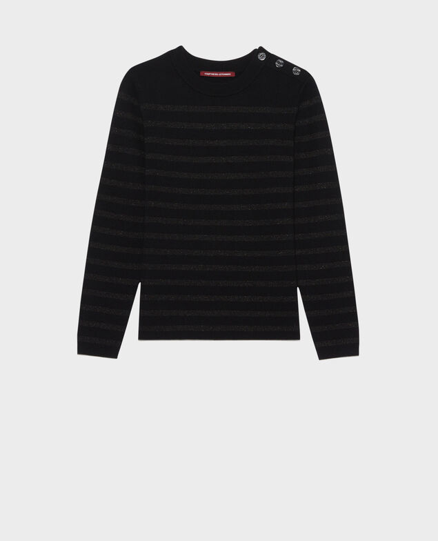 MADDY - Striped merino wool jumper Stp blk lx