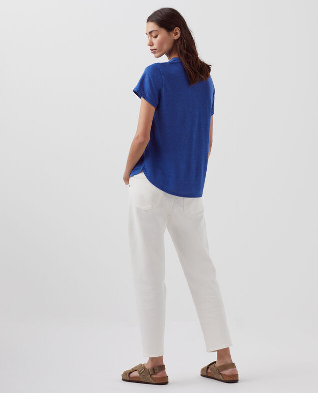 AMANDINE - linen round neck t-shirt H660 sodalite blue