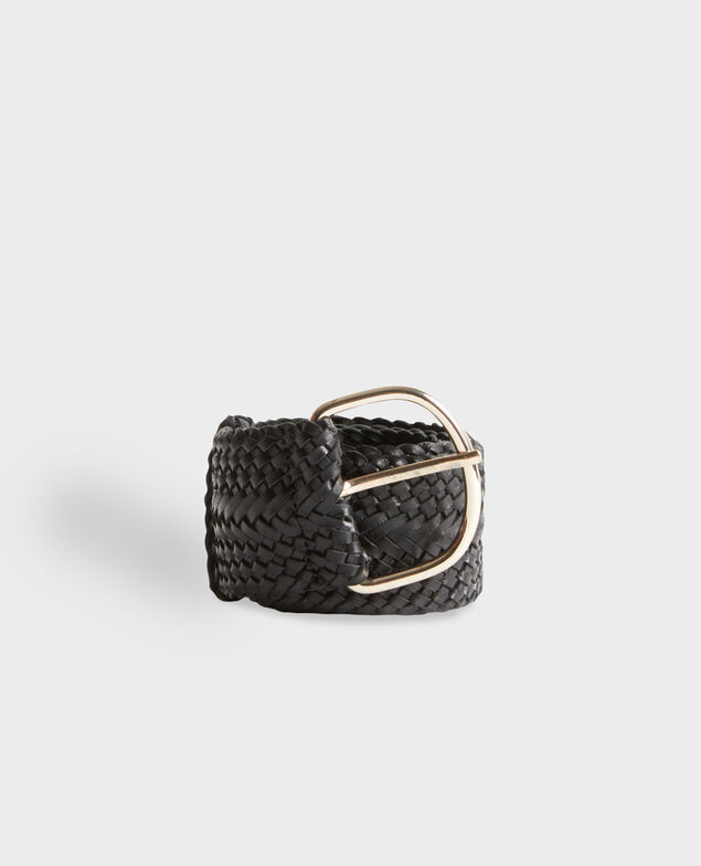 Wide braided leather belt 8853 09 black