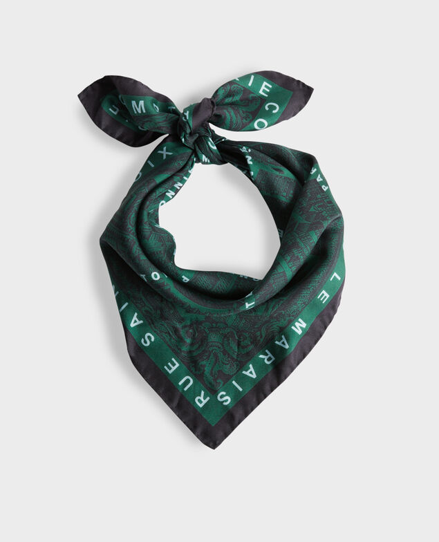 Square silk scarf Military green