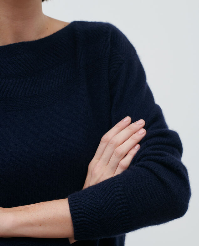 Cashmere boat neck jumper Night sky