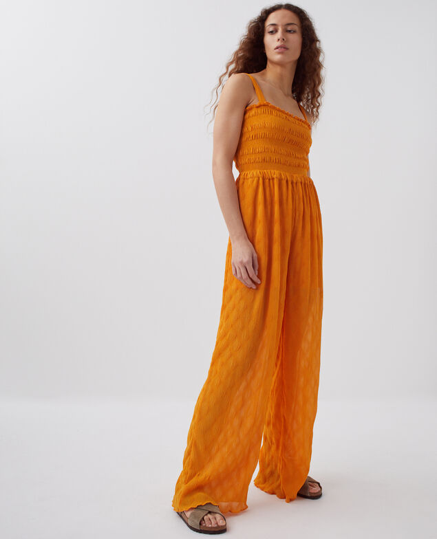 Silky smock jumpsuit H221 orange butter