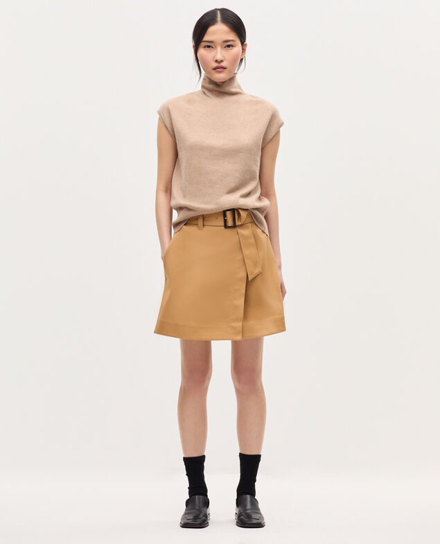Sleeveless cashmere jumper  K321 tan st pumpkin