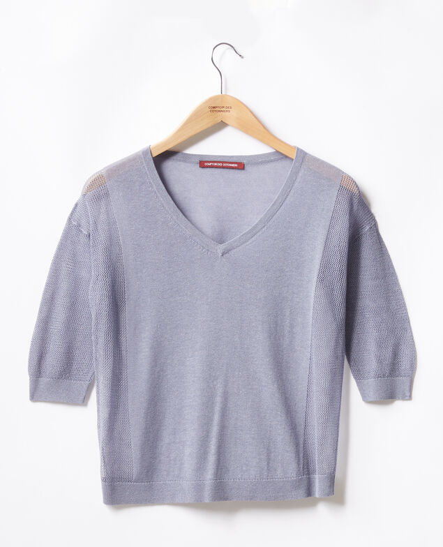 Jumper with open knit details Washed blue