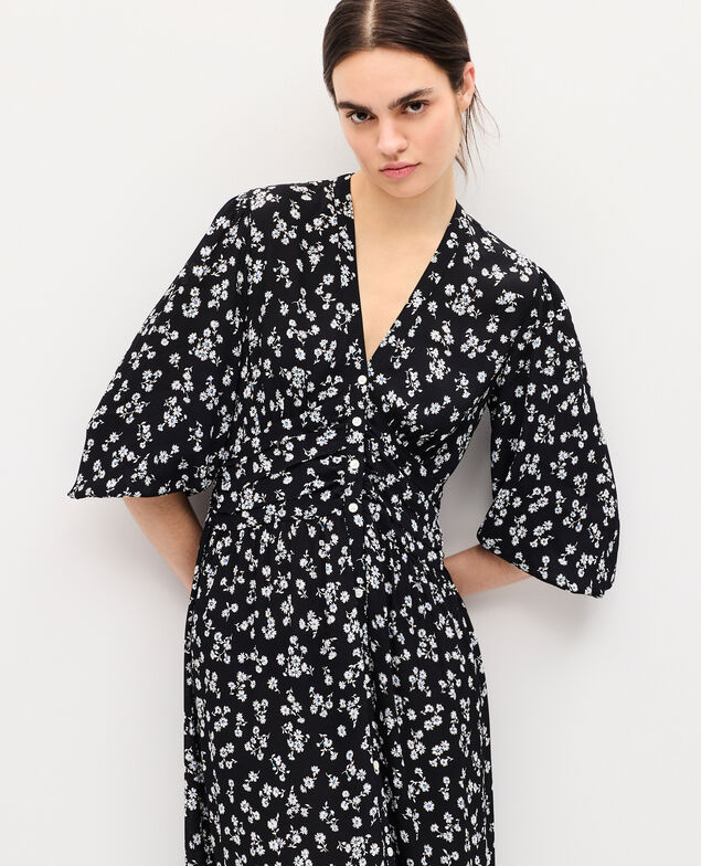 Silky maxi dress K094 daisy black