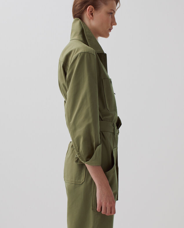 Zip-up cargo jumpsuit I560 covert green