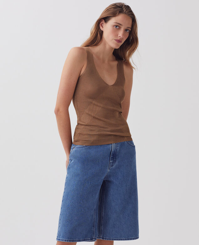 Rib knit tank top H330 tiger's eye