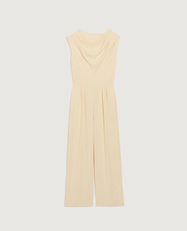 Silky crepe jumpsuit K300 ecru beige
