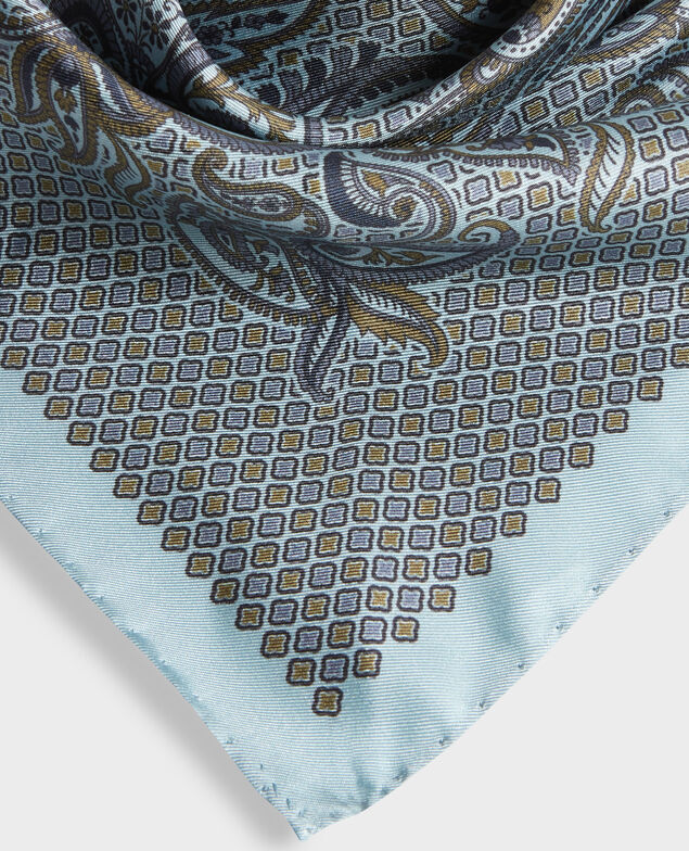 Printed silk scarf Stone blue
