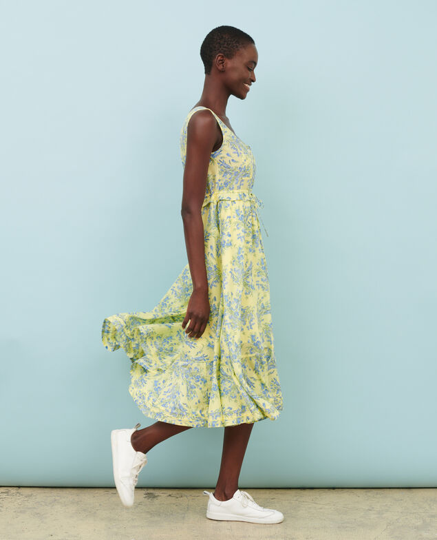 Cotton voile flared dress 93 print yellow