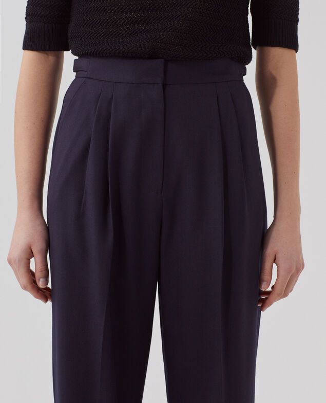 CAMILLE - Pleated wool trousers H695 night sky