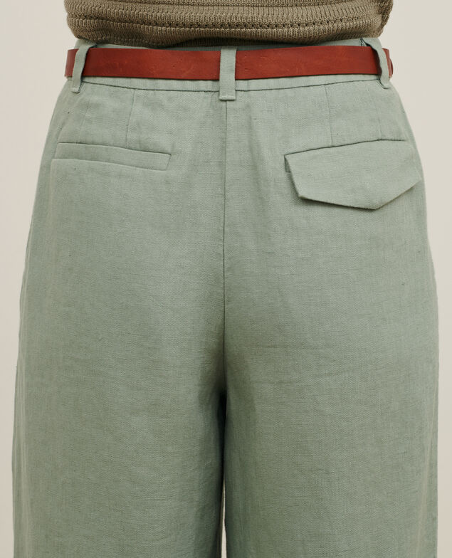 YVONNE - Wide linen trousers 07 gray