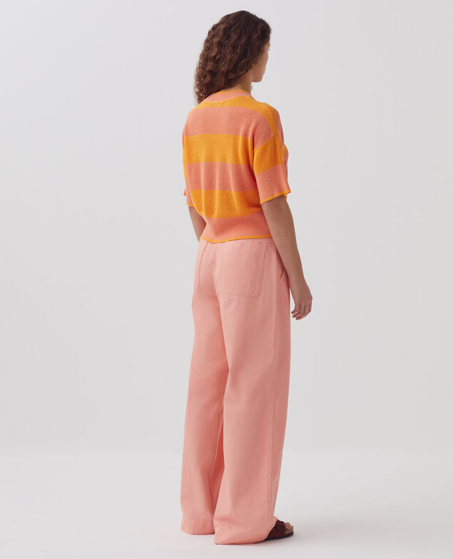 Short-sleeve cropped linen jumper H230 large sheen